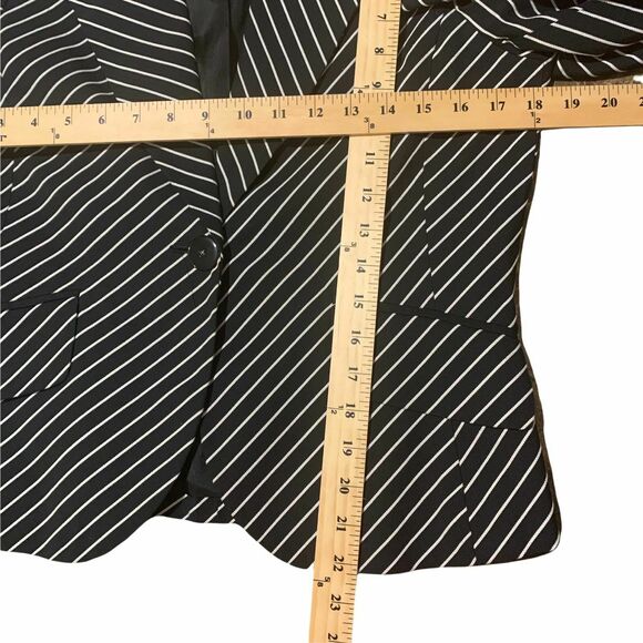 Jones New York Signature Womens Black White Striped Cotton Blazer Jacket Size 6 - Picture 4 of 11